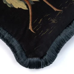 LOVE LETTER Medium Fringe Velvet Cushion - Noir