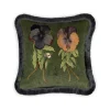 LOVE LETTER Velvet Medium Fringed Cushion - Verde