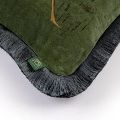 LOVE LETTER Velvet Medium Fringed Cushion - Verde