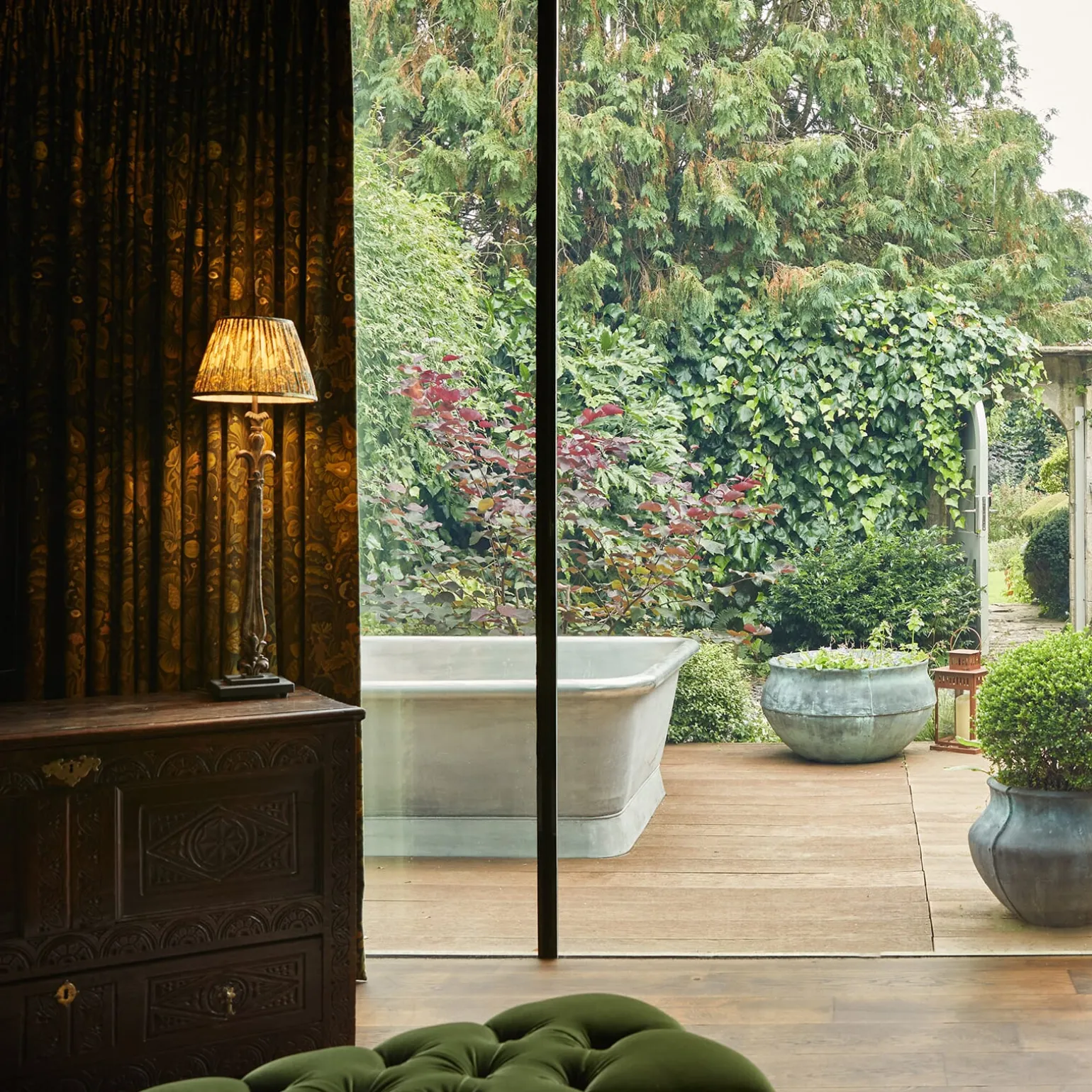MOON GARDEN Velvet Curtain - Midnight