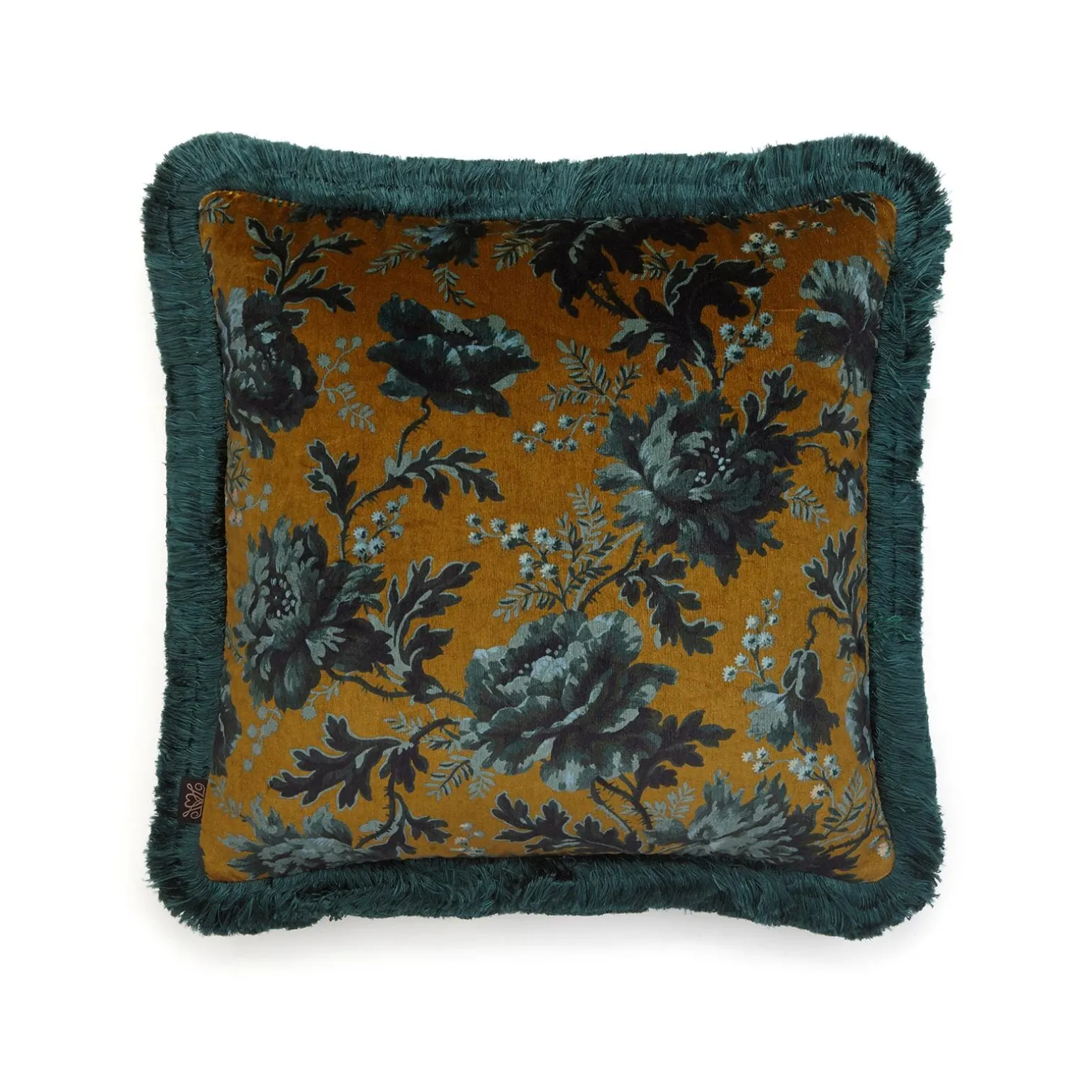 OPIA Medium Fringed Velvet Cushion - Bronze