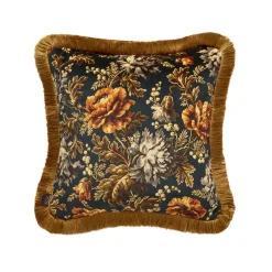 OPIA Medium Fringed Velvet Cushion - Midnight