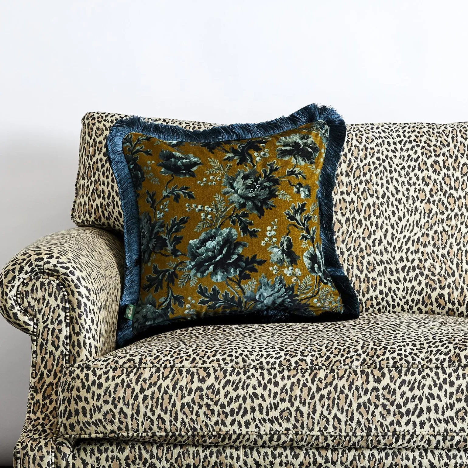OPIA Medium Fringed Velvet Cushion - Bronze