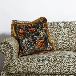 OPIA Medium Fringed Velvet Cushion - Midnight