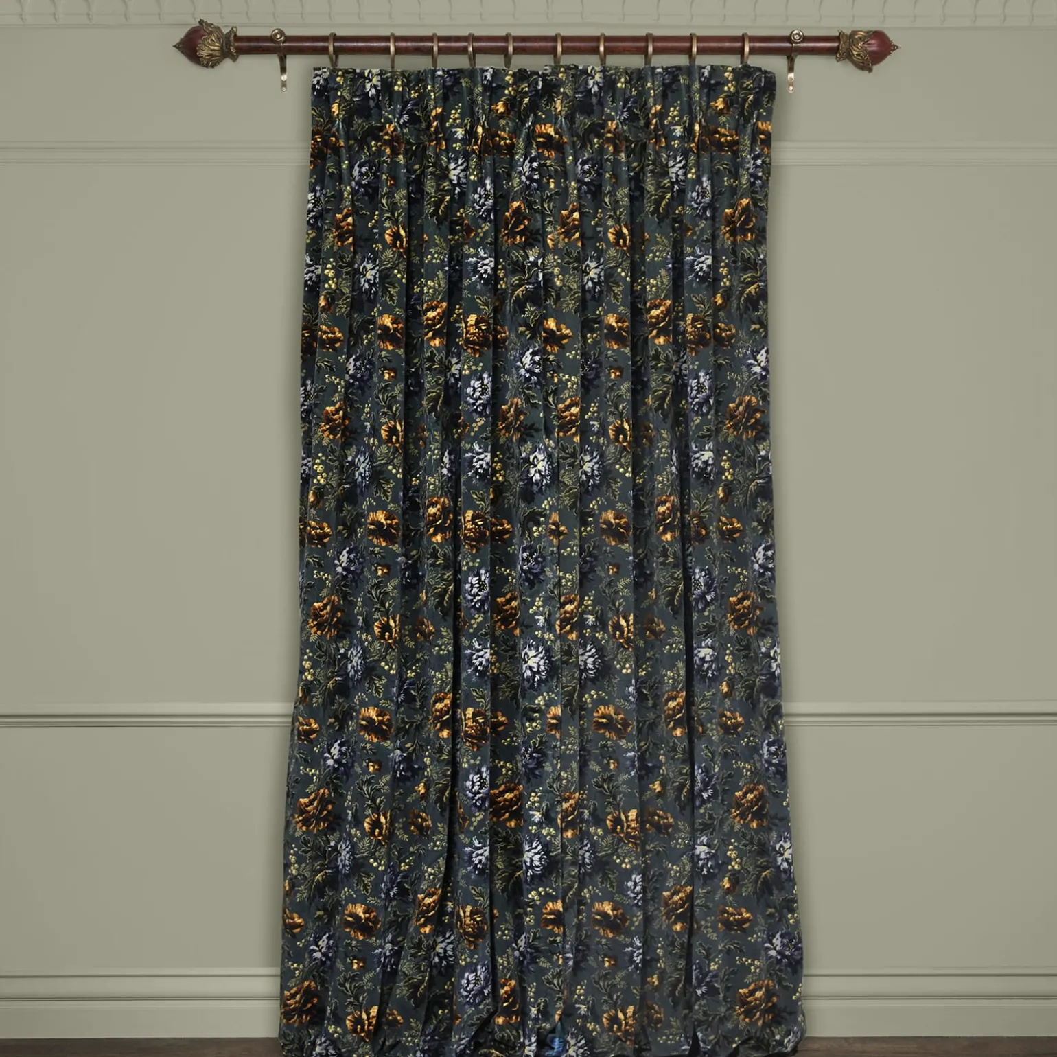 OPIA Velvet Curtain - Petrol