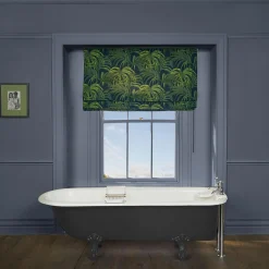 PALMERAL Cotton Linen Blind - Midnight & Green