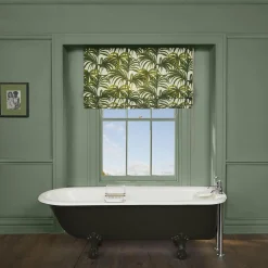 PALMERAL Cotton Linen Blind - Off White & Green