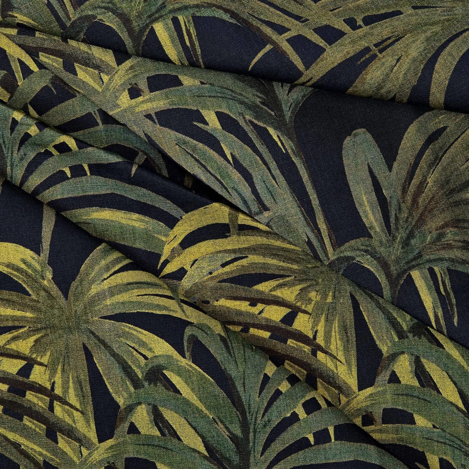 PALMERAL Cotton Linen Blind - Midnight & Green