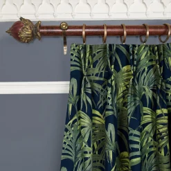PALMERAL Cotton Linen Curtain - Midnight & Green