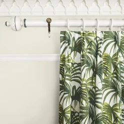PALMERAL Cotton Linen Curtain - Off White & Green