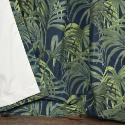 PALMERAL Cotton Linen Curtain - Midnight & Green