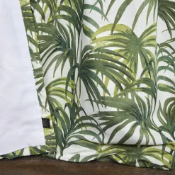 PALMERAL Cotton Linen Curtain - Off White & Green