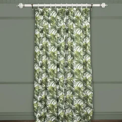 PALMERAL Cotton Linen Curtain - Off White & Green
