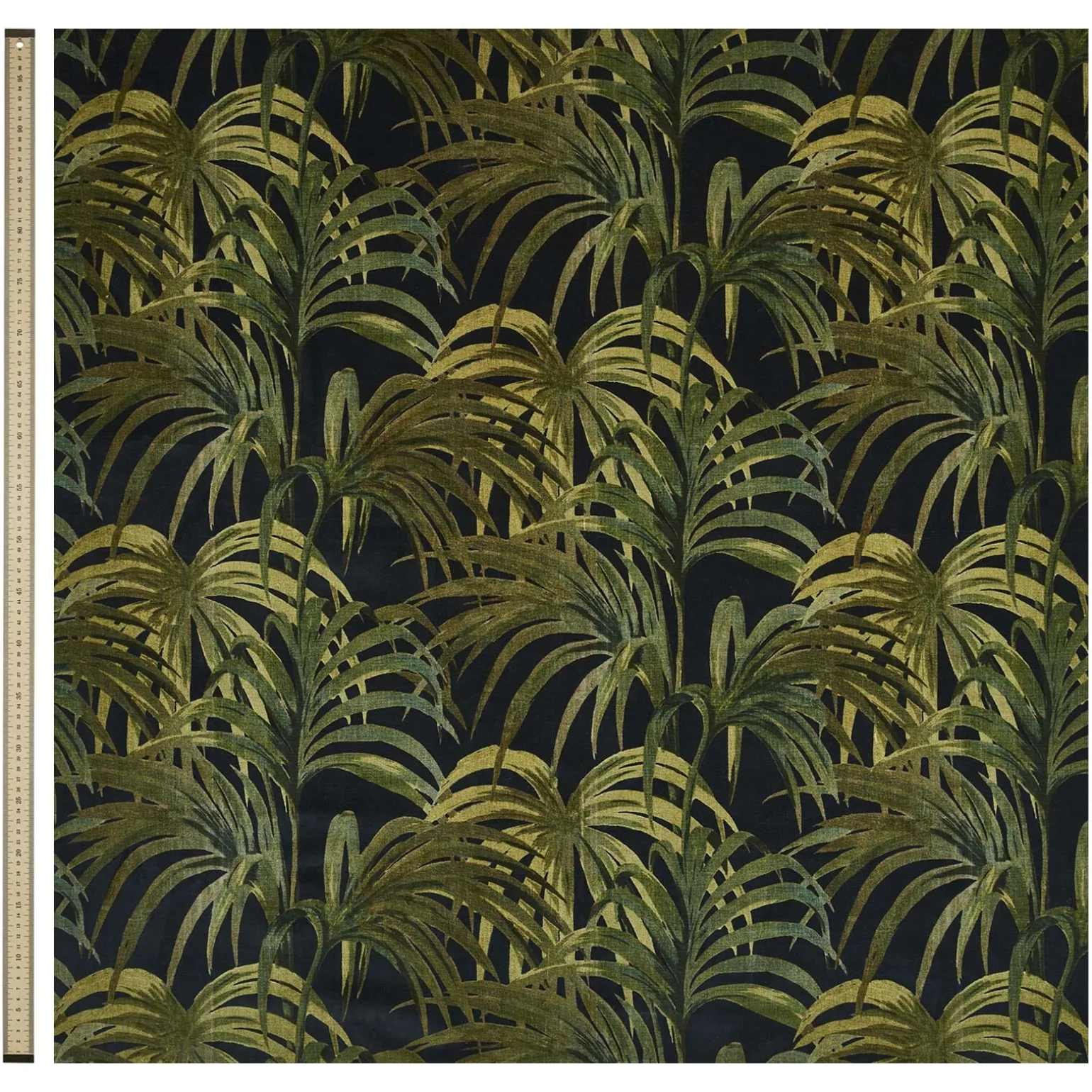 PALMERAL Velvet Curtain - Midnight & Green