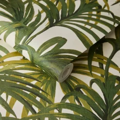 PALMERAL Wallpaper - Off White & Green