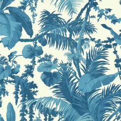 PAMPAS Wallpaper - Off White & Cerulean