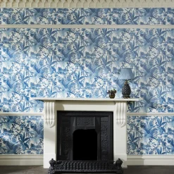 PAMPAS Wallpaper - Off White & Cerulean