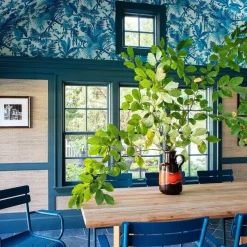 PAMPAS Wallpaper - Off White & Cerulean
