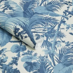 PAMPAS Wallpaper - Off White & Cerulean