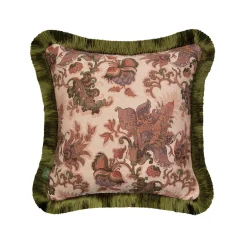 PERSEPHONE Medium Fringed Jacquard Cushion - Tourmaline