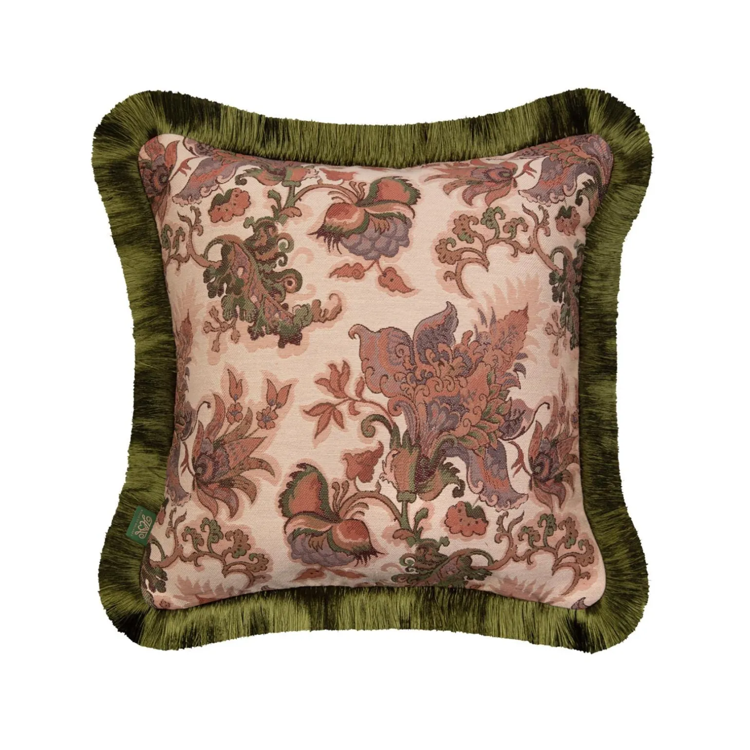 PERSEPHONE Medium Fringed Jacquard Cushion - Tourmaline