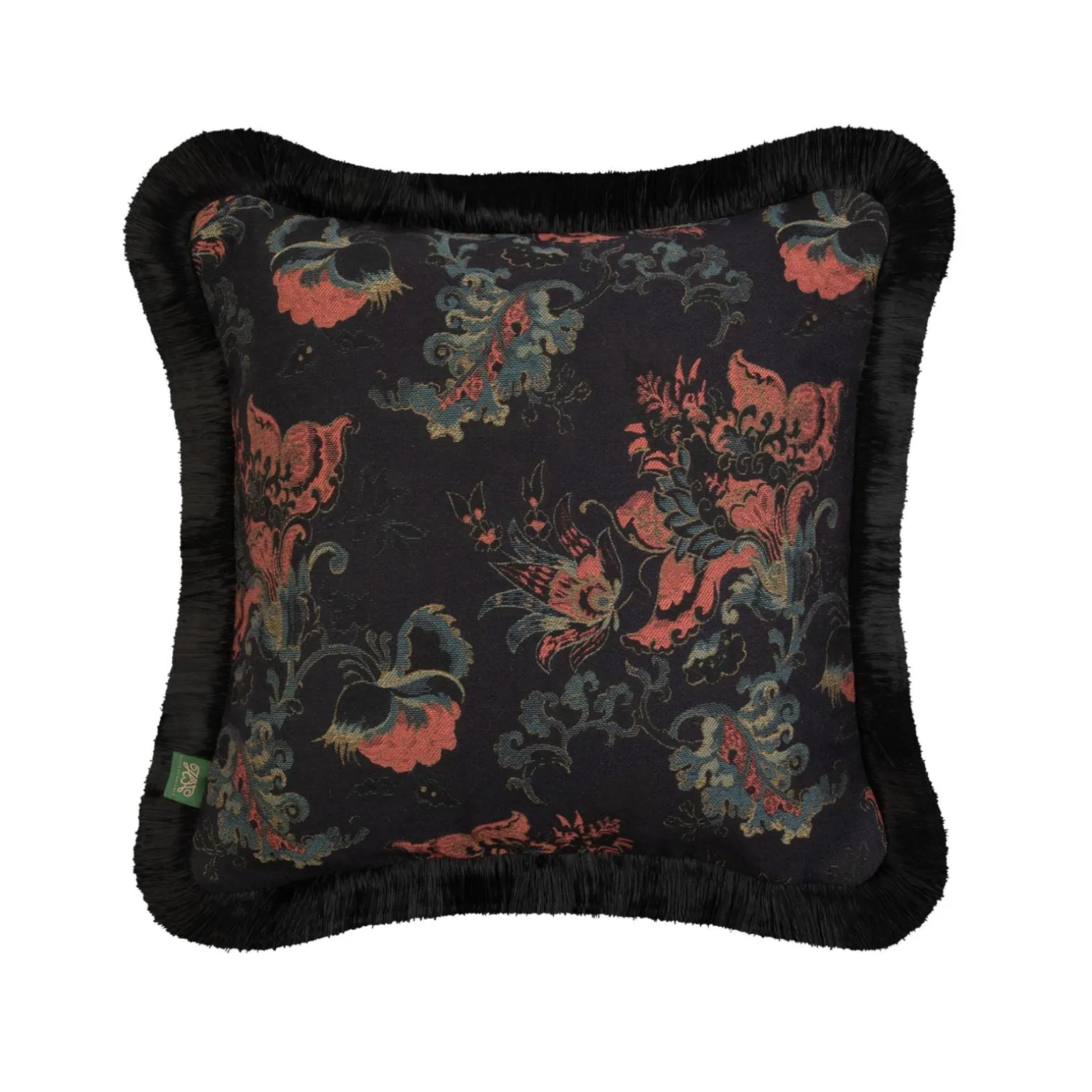 PERSEPHONE Medium Fringed Jacquard Cushion - Noir
