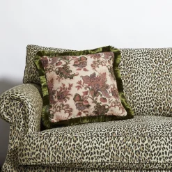 PERSEPHONE Medium Fringed Jacquard Cushion - Tourmaline