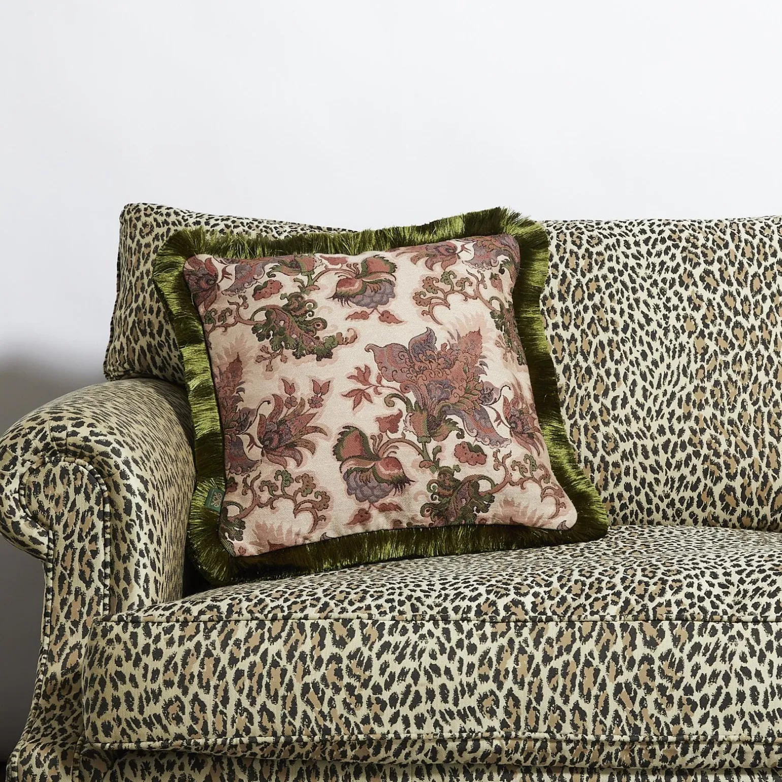 PERSEPHONE Medium Fringed Jacquard Cushion - Tourmaline