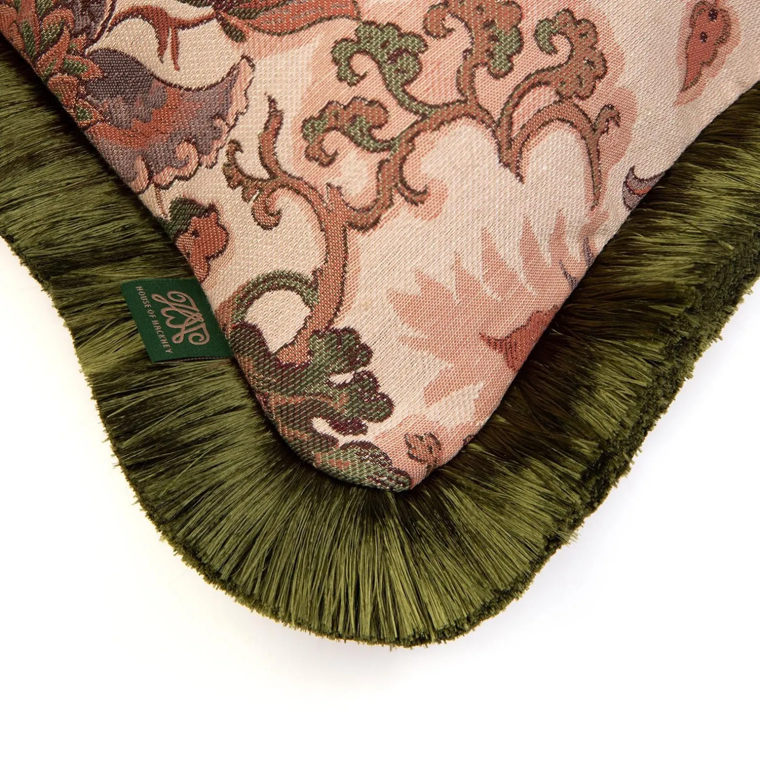 PERSEPHONE Medium Fringed Jacquard Cushion - Tourmaline