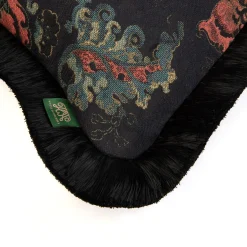 PERSEPHONE Medium Fringed Jacquard Cushion - Noir