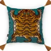 SABER Large Tassel Velvet Cushion - Teal