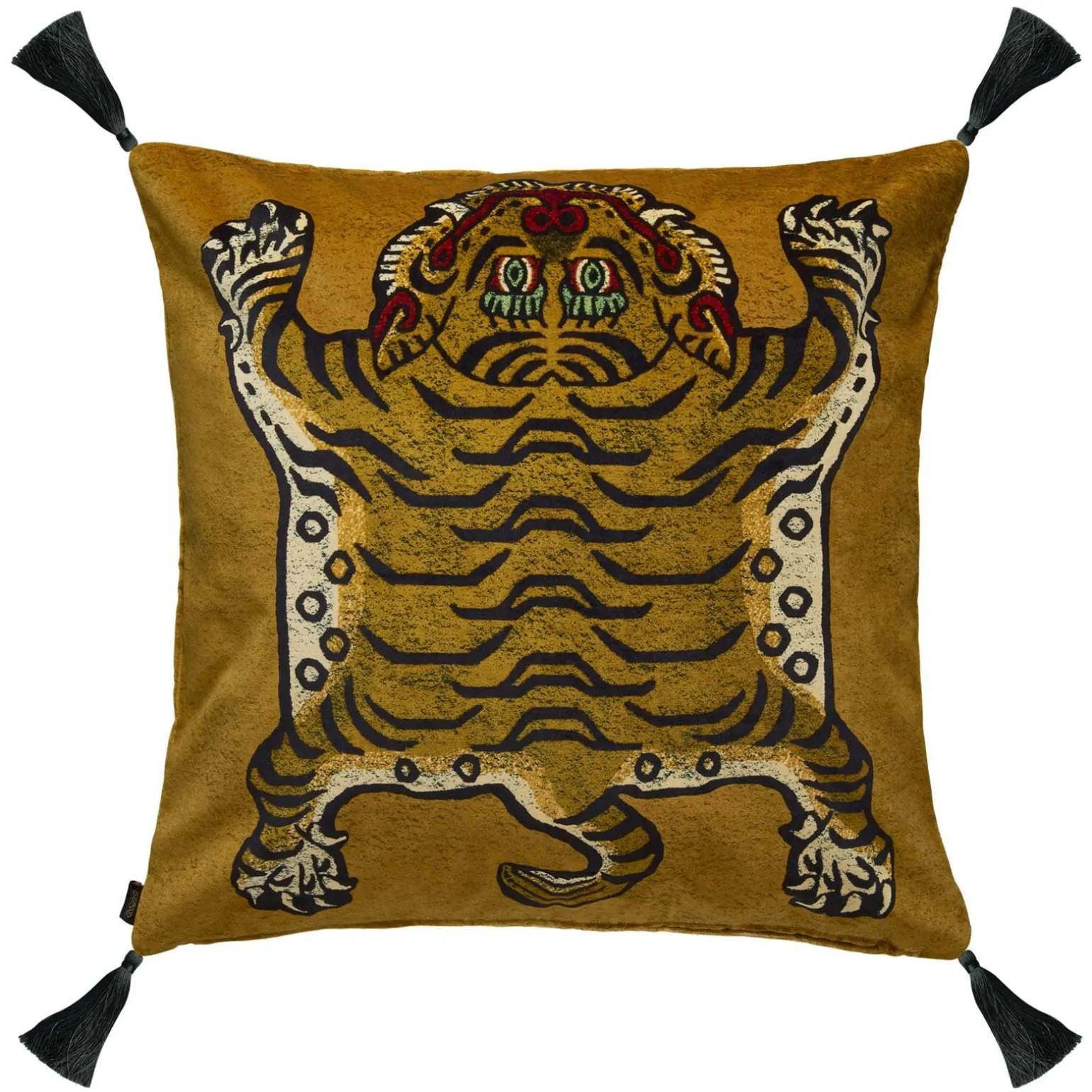 SABER Large Tassel Velvet Cushion - Gold