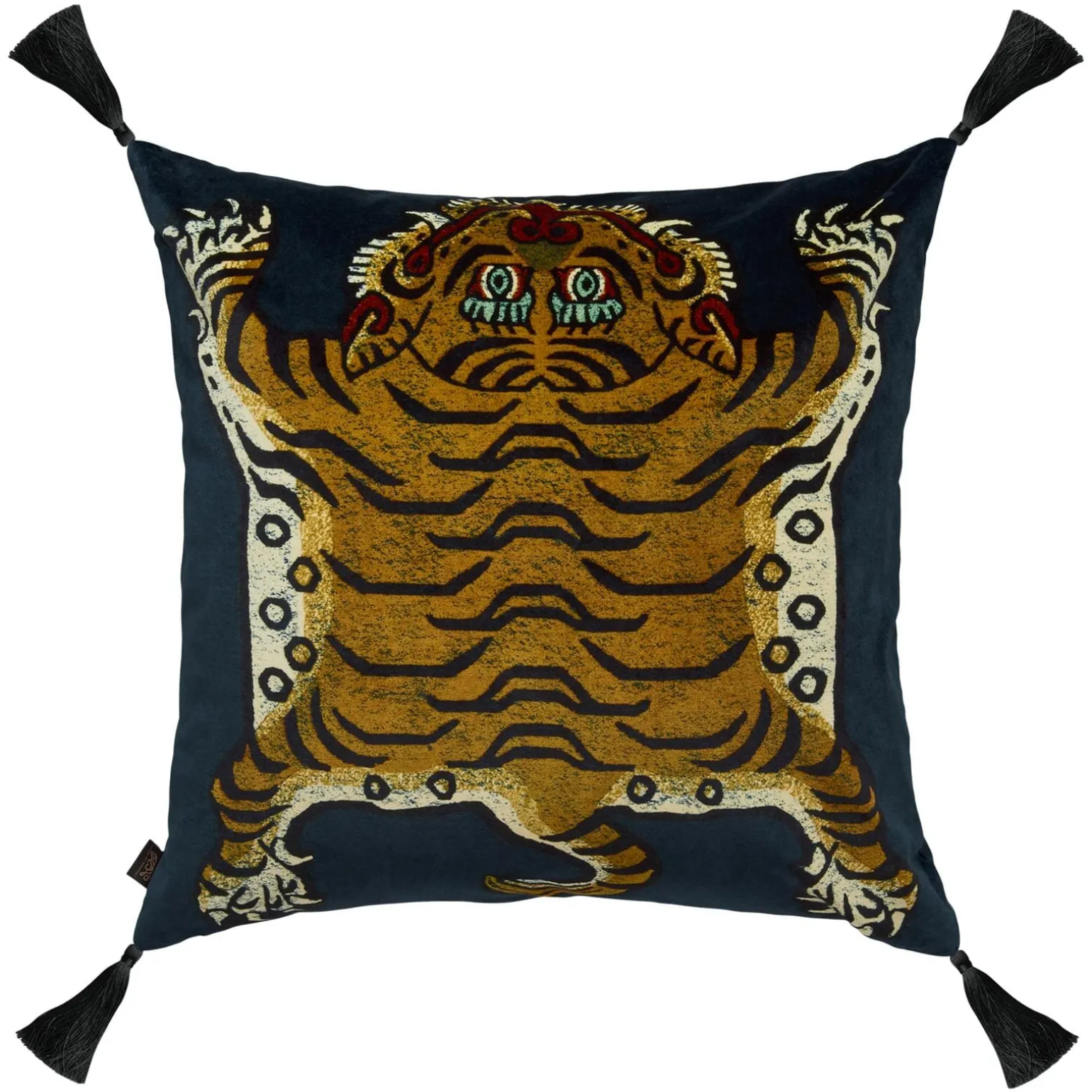 SABER Large Tassel Velvet Cushion - Midnight