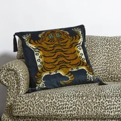 SABER Large Tassel Velvet Cushion - Midnight