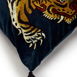 SABER Large Tassel Velvet Cushion - Midnight