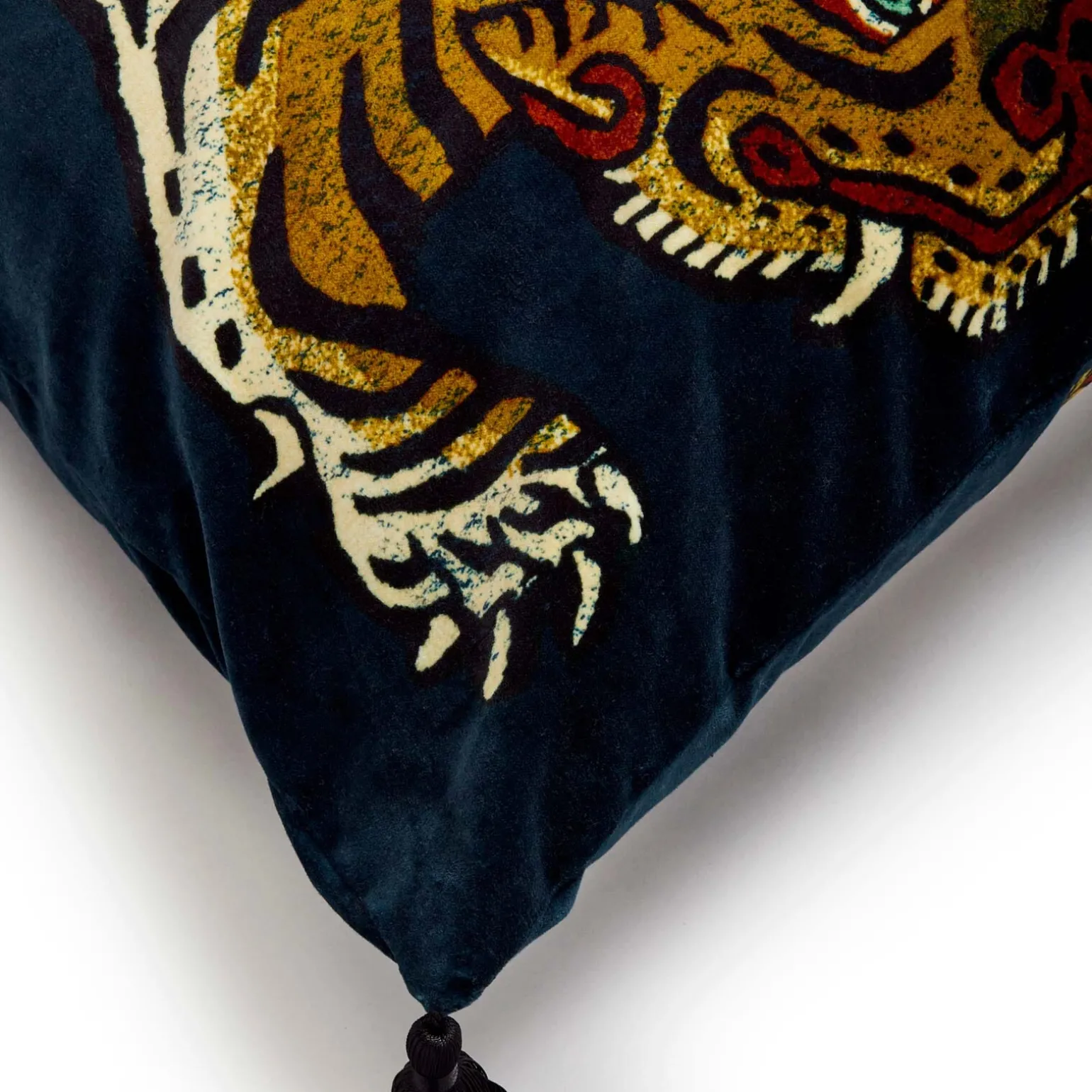 SABER Large Tassel Velvet Cushion - Midnight