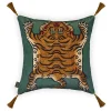 SABER Medium Tassel Velvet Cushion - Emerald