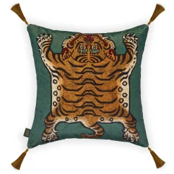 SABER Medium Tassel Velvet Cushion - Emerald