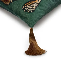 SABER Medium Tassel Velvet Cushion - Emerald