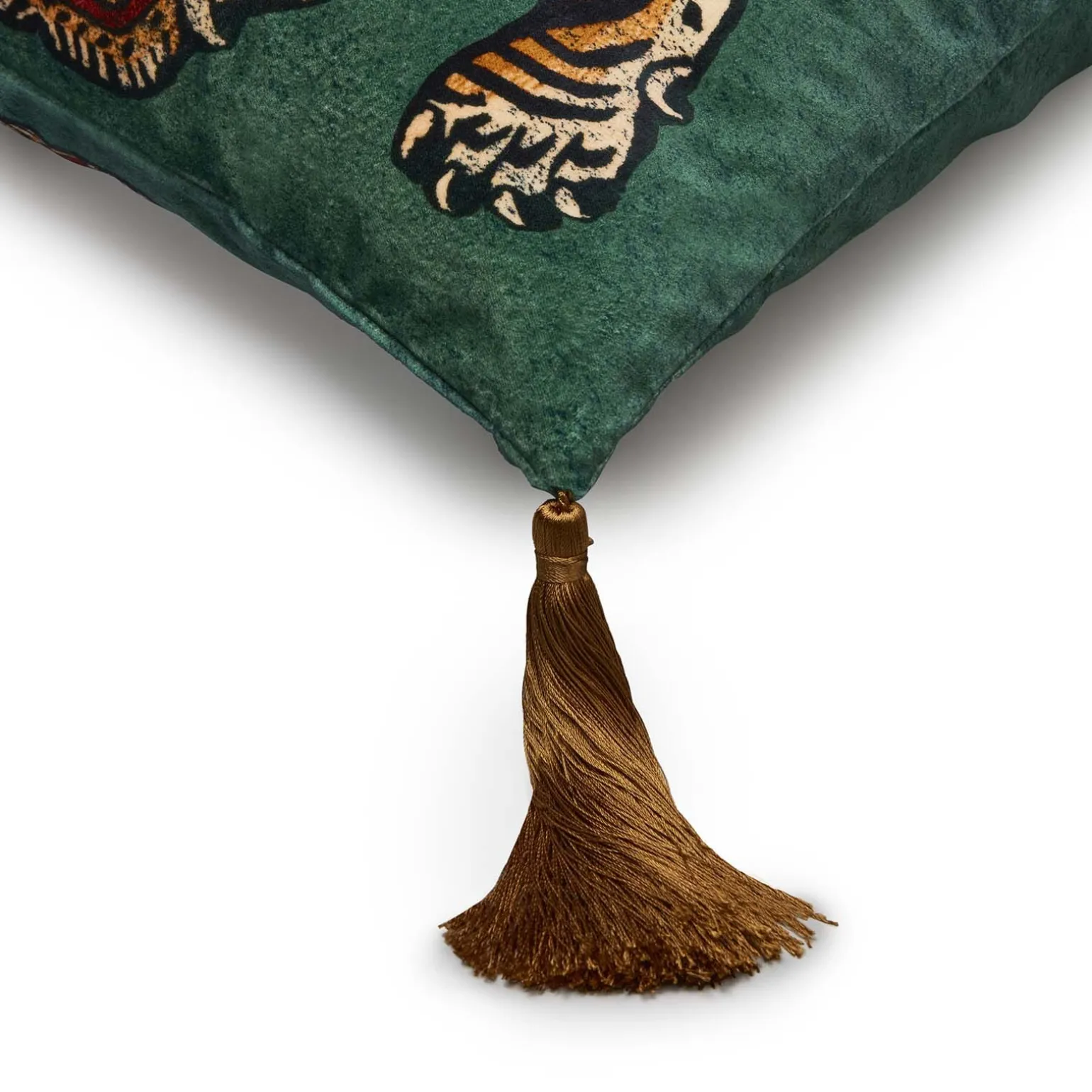 SABER Medium Tassel Velvet Cushion - Emerald