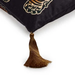 SABER Medium Tassel Velvet Cushion - Noir