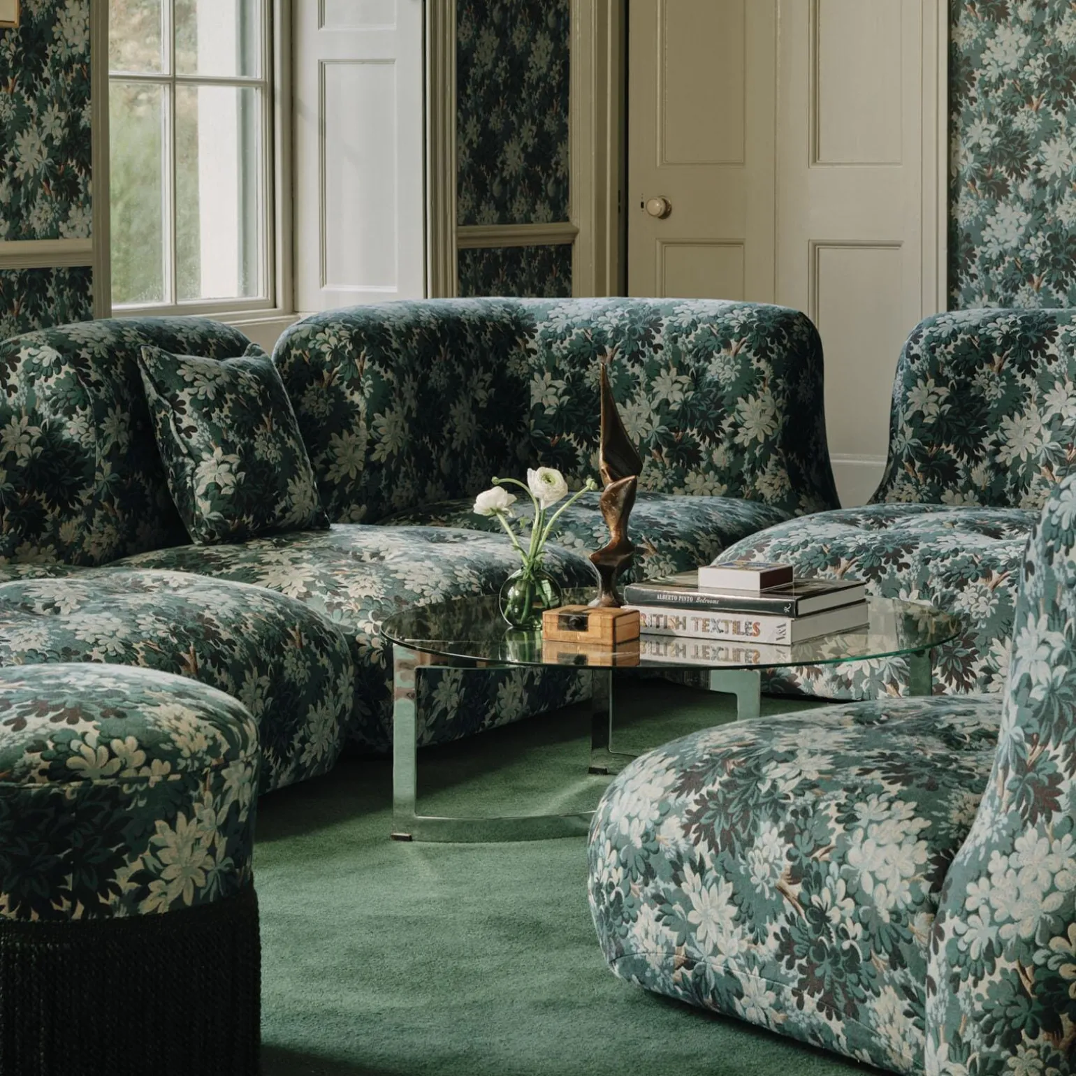 SILVA Jacquard Castle Chair Corner - Cerulean