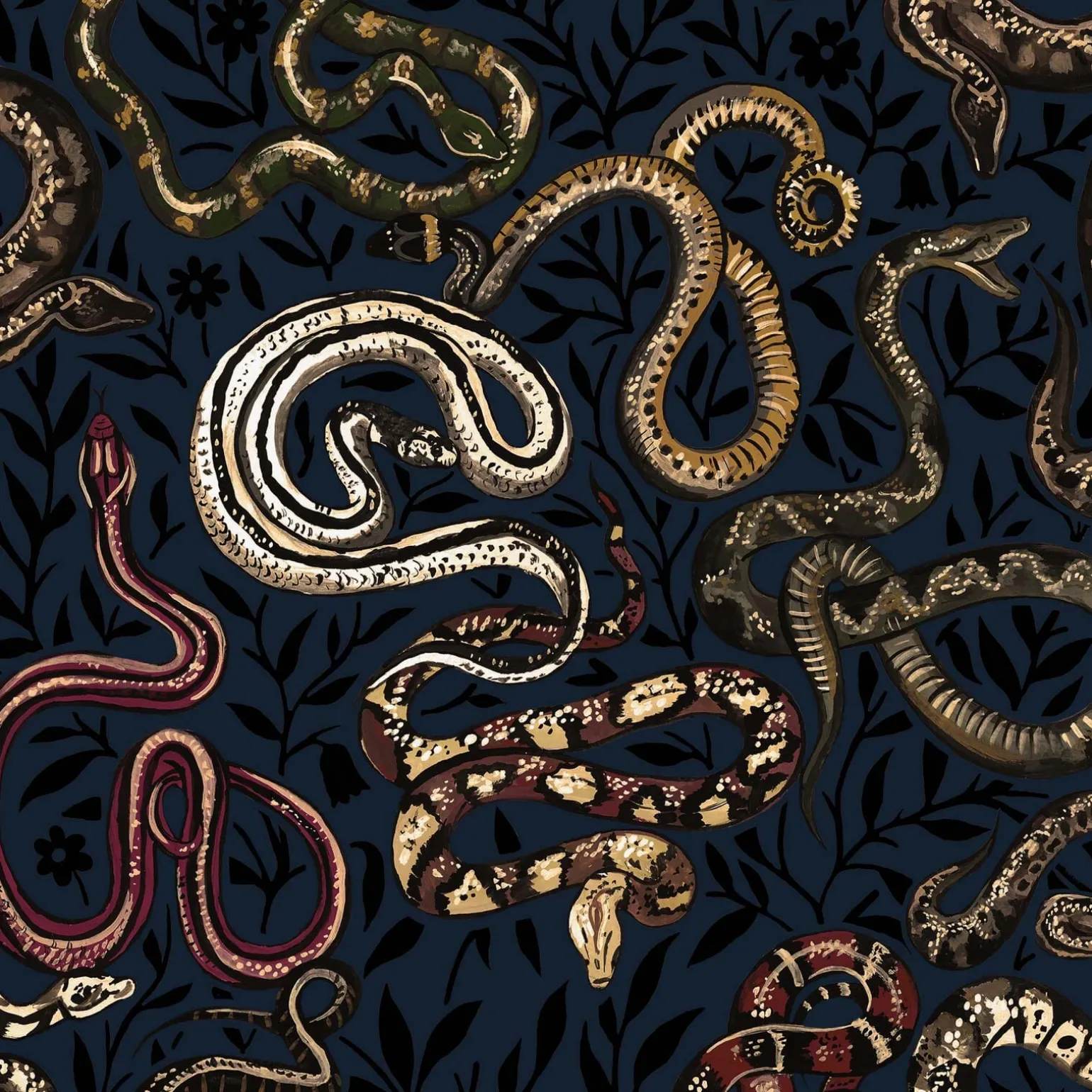 SNAKES AND ADDERS Wallpaper - Black