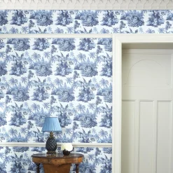 SUMATRA Wallpaper - Off White & Azure