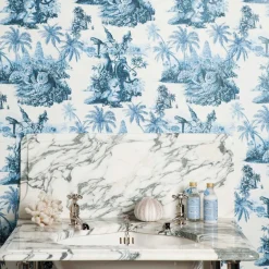 SUMATRA Wallpaper - Off White & Azure