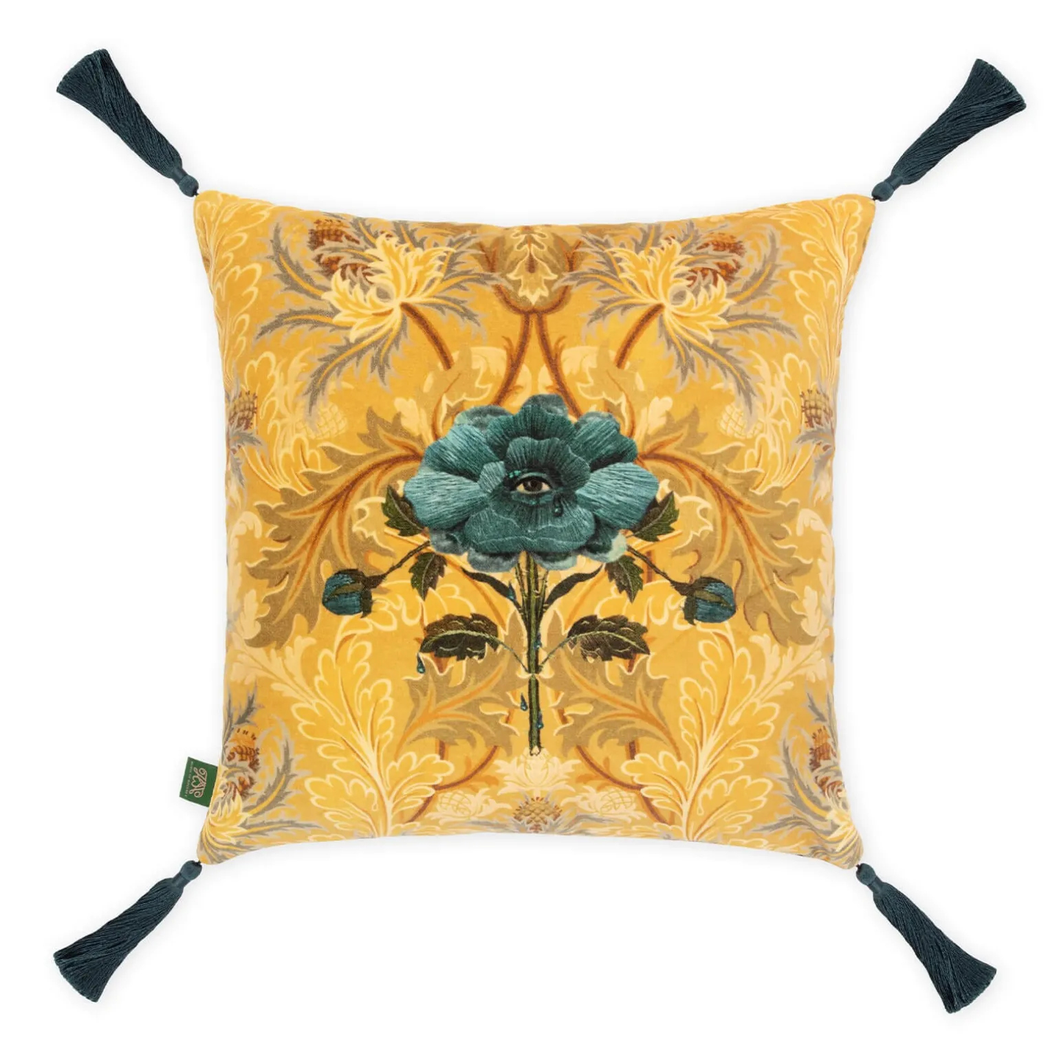 THE BLUE ROSE WEEPING Velvet Medium Cushion - Aurelian