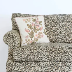 THE DANCING ORCHIDS Medium Piped Hemp Cushion - Ecru