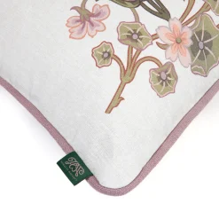 THE DANCING ORCHIDS Medium Piped Hemp Cushion - Ecru