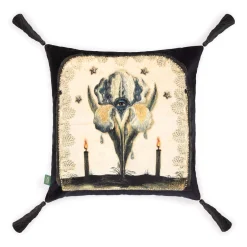 THE FLOWER AT THE GATE Velvet Medium Cushion - Noir