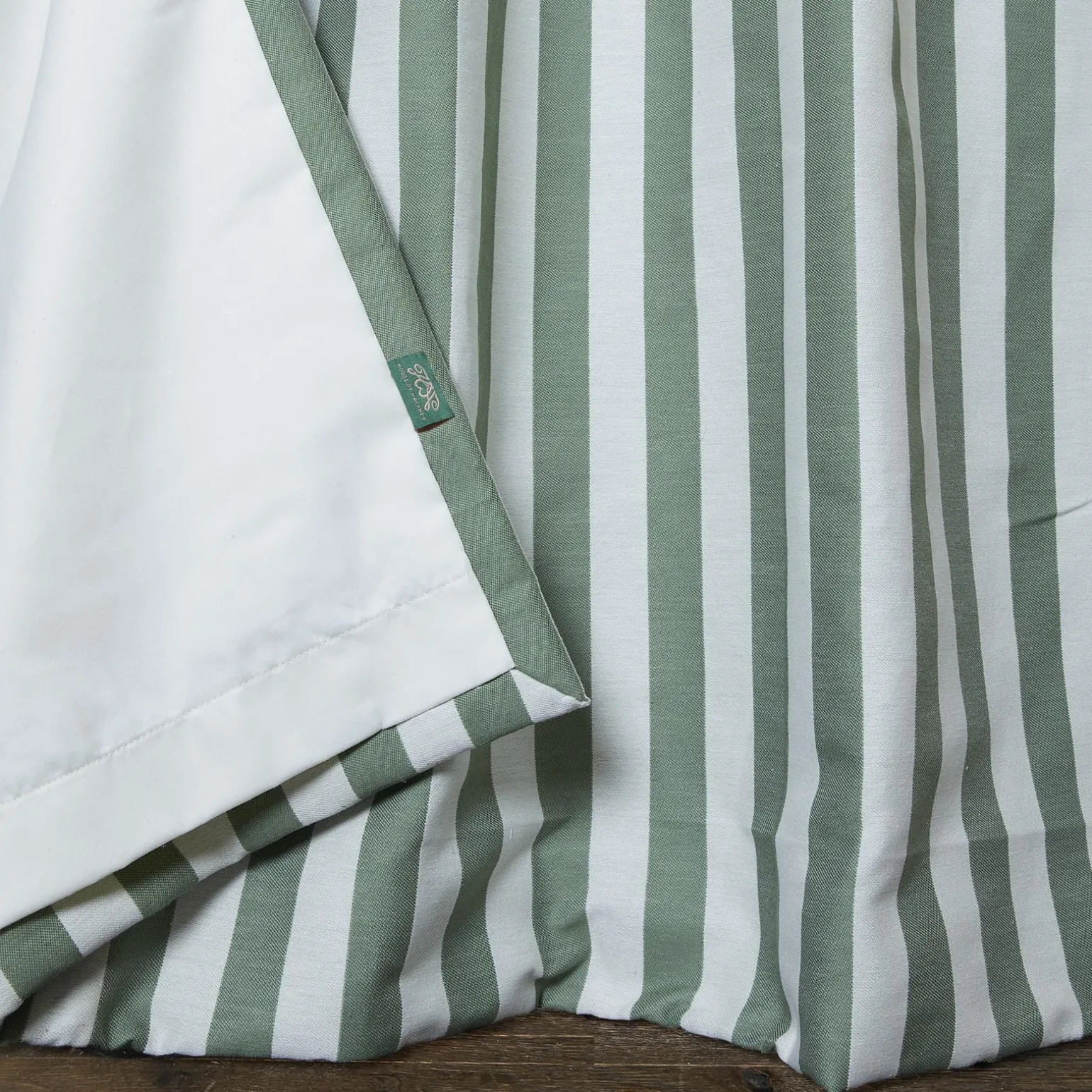 TREMATON STRIPE Jacquard Curtain - Verdigris